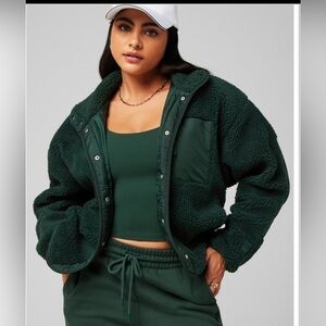 Fabletics Deep Green Teddy Jacket